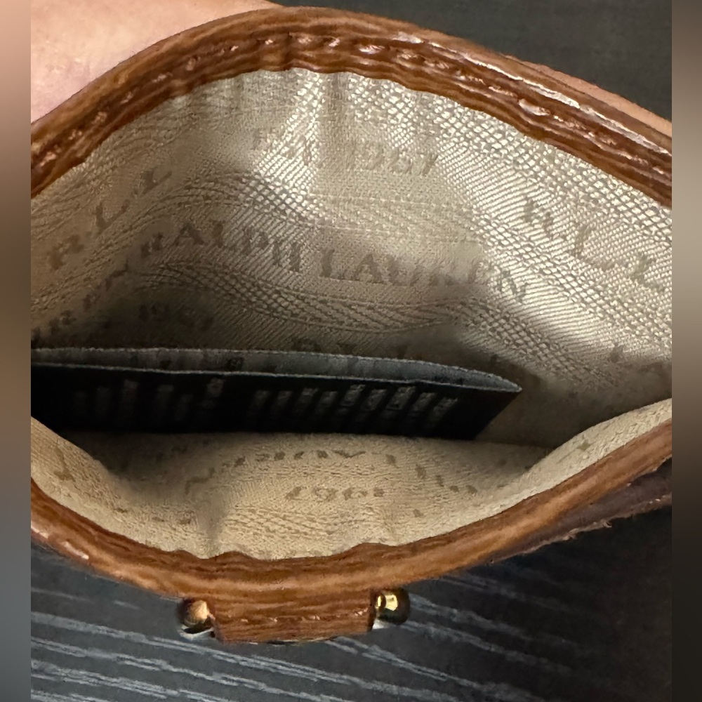 Lauren Ralph Lauren Bennington Mini Card Case Brown Leather NWT - Picture 7 of 10